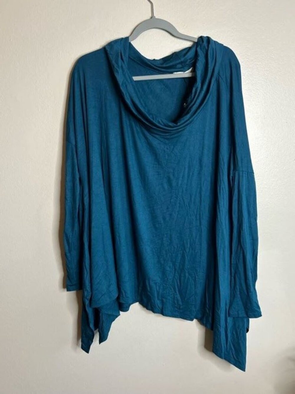 Teal Cowl Neck Tunic Top - Women